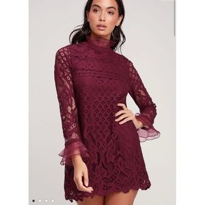 Lulu’s Burgundy Long Sleeve Shift Dress